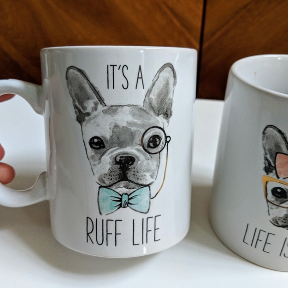 Frenchie Bulldog RUFF LIFE Mug Cup Set - Picture 2 of 5